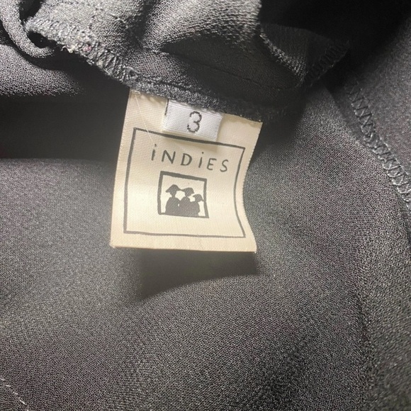 Indies Black & Gold Size 3 Maxi Dress Boho Chic Sheer Long Sleeves Slit In Back - Picture 7 of 8